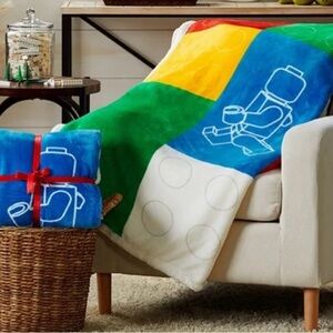 Lego color block fleece throw blanket